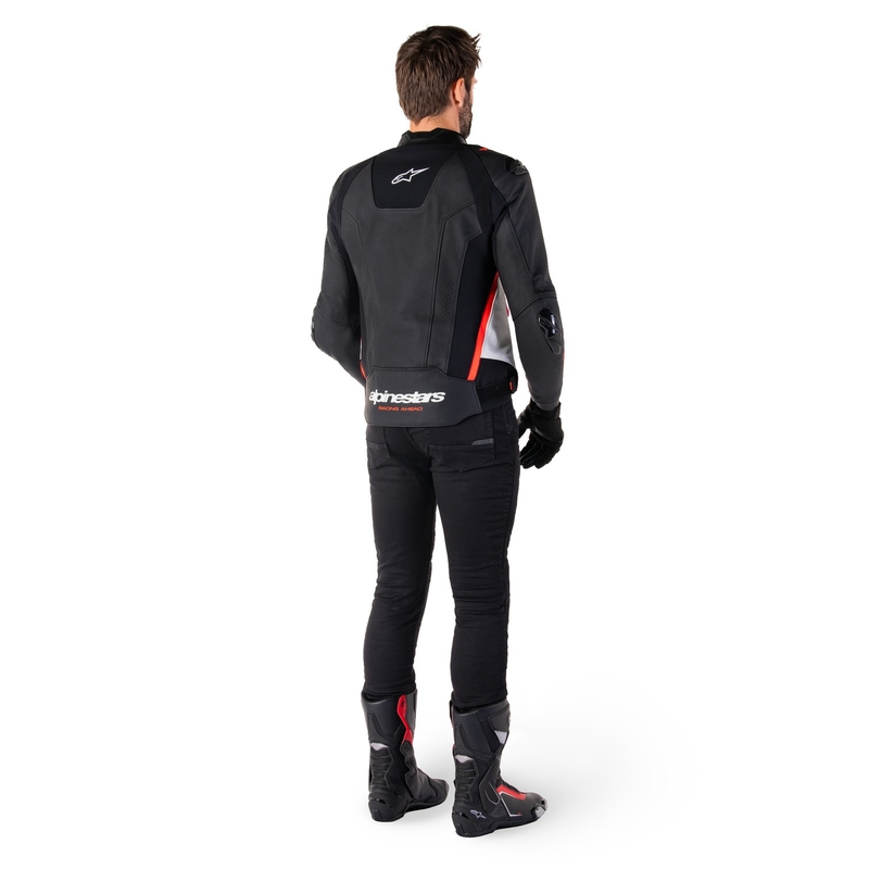 Alpinestars Missile 3 Black-White-Fluo Red Кожено мотоциклетно яке