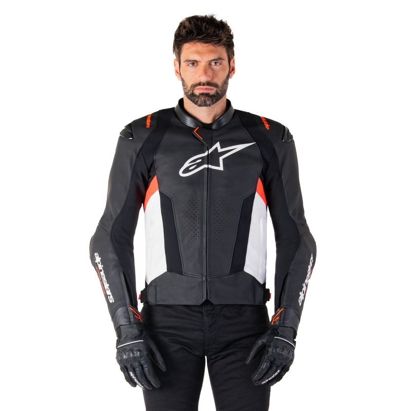 Alpinestars Missile 3 Black-White-Fluo Red Кожено мотоциклетно яке