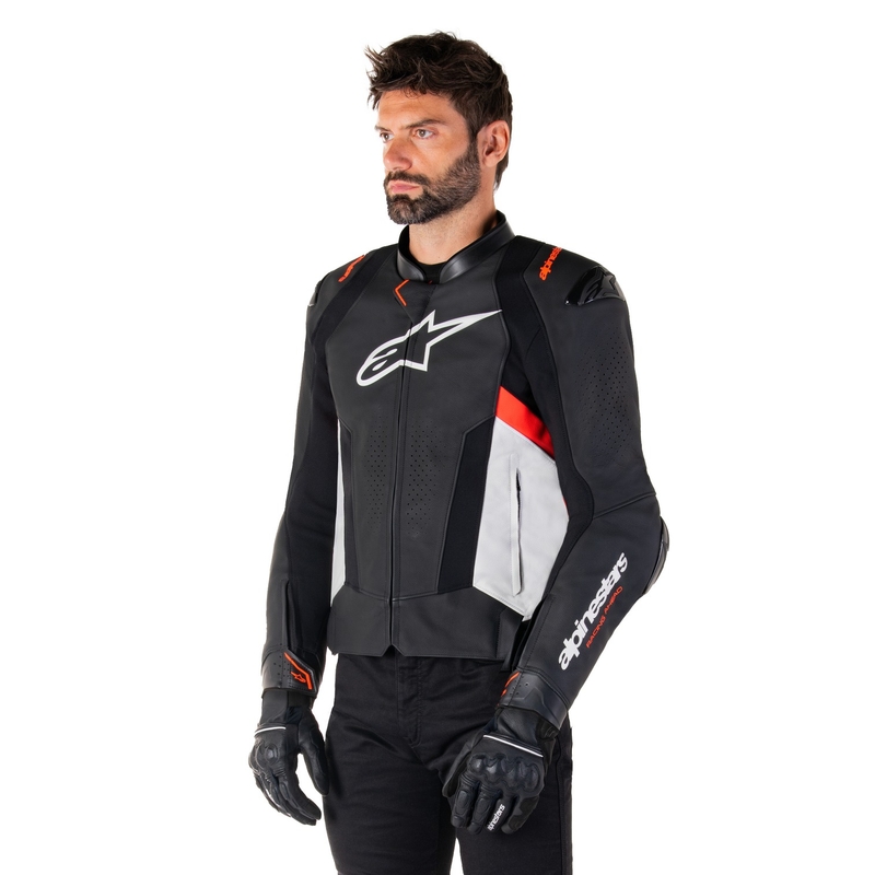 Alpinestars Missile 3 Black-White-Fluo Red Кожено мотоциклетно яке