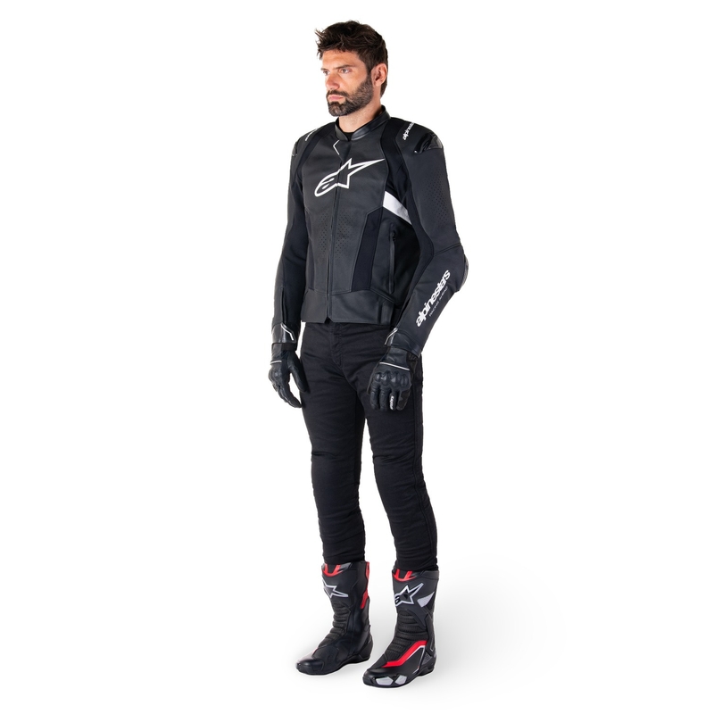 Alpinestars Missile 3 Airflow Черно и бяло кожено яке за мотоциклет