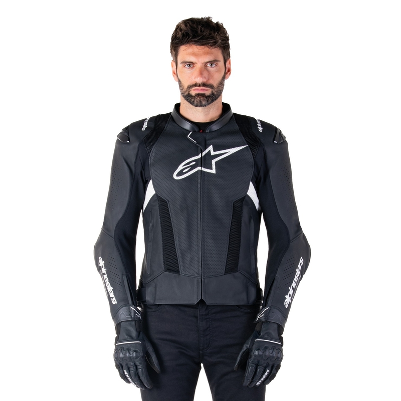Alpinestars Missile 3 Airflow Черно и бяло кожено яке за мотоциклет