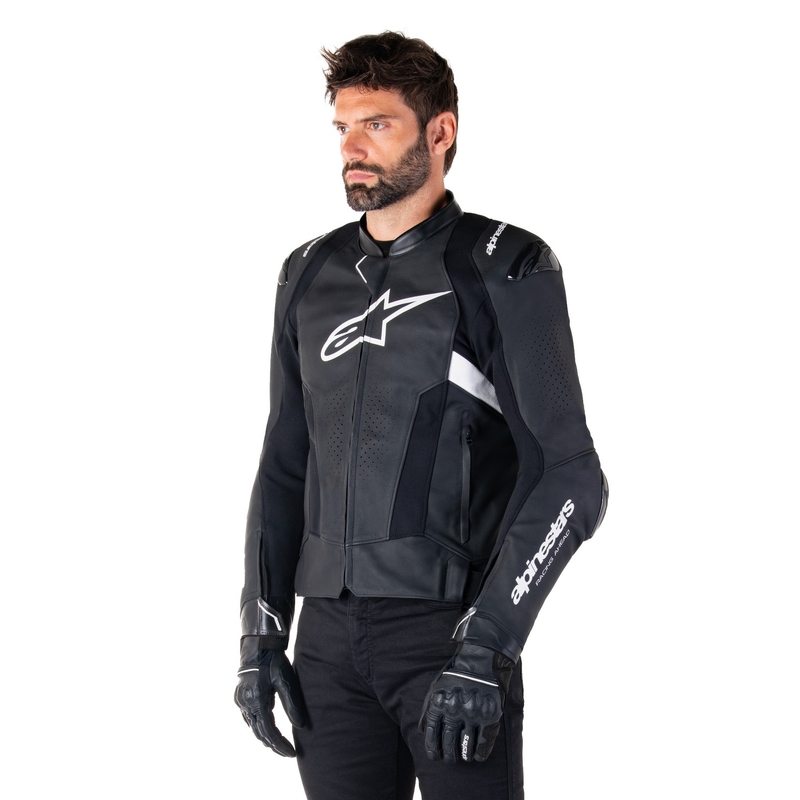 Alpinestars Missile 3 Airflow Черно и бяло кожено яке за мотоциклет