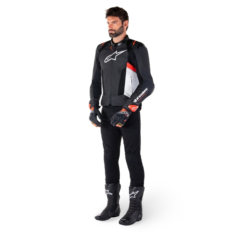 Alpinestars Missile 3 Airflow Black-White-Fluo Red Кожено мотоциклетно яке