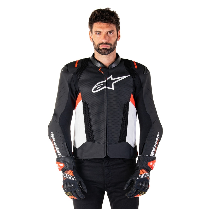 Alpinestars Missile 3 Airflow Black-White-Fluo Red Кожено мотоциклетно яке