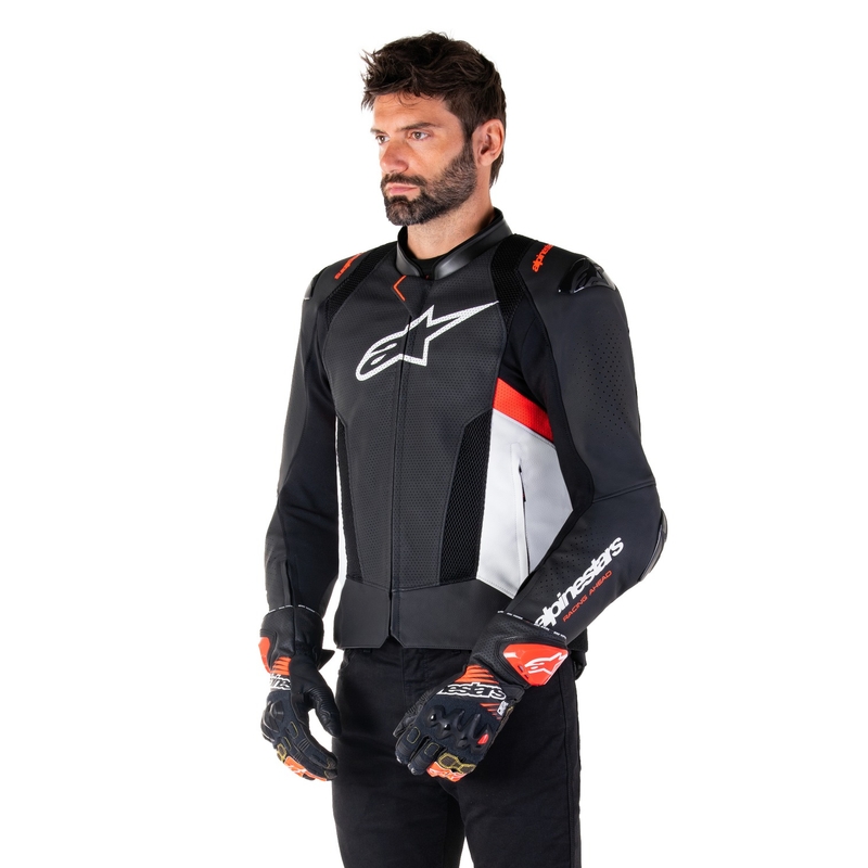 Alpinestars Missile 3 Airflow Black-White-Fluo Red Кожено мотоциклетно яке