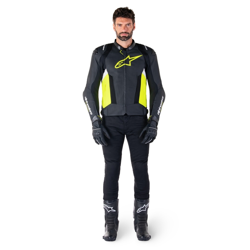 Alpinestars Missile 3 Airflow Black-Fluo Yellow-White Кожено мотоциклетно яке