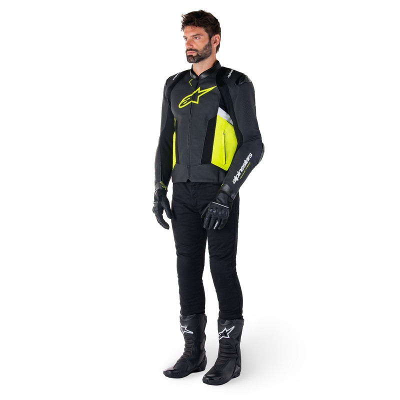 Alpinestars Missile 3 Airflow Black-Fluo Yellow-White Кожено мотоциклетно яке