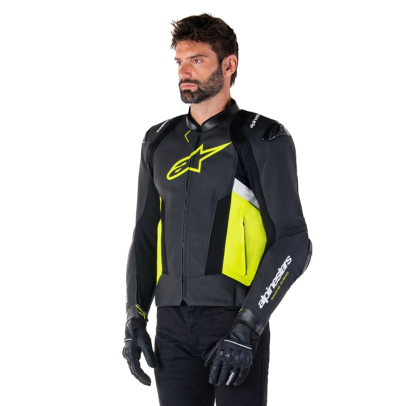 Alpinestars Missile 3 Airflow Black-Fluo Yellow-White Кожено мотоциклетно яке