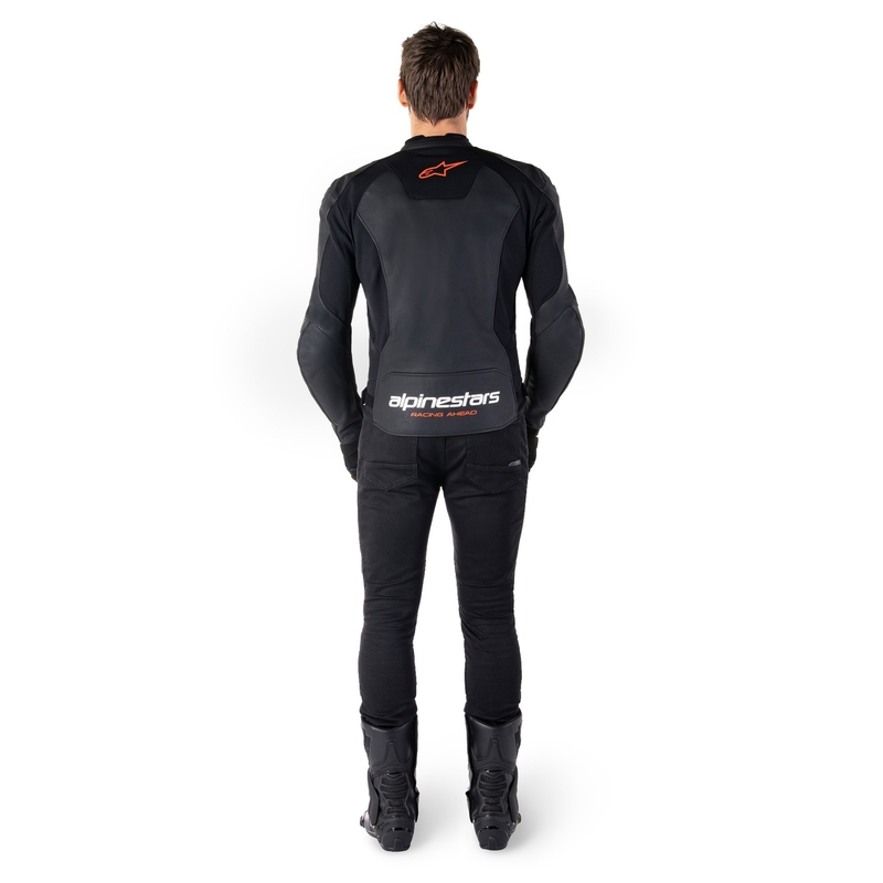 Alpinestars Faster 3 черно-флуо червено кожено яке за мотоциклет
