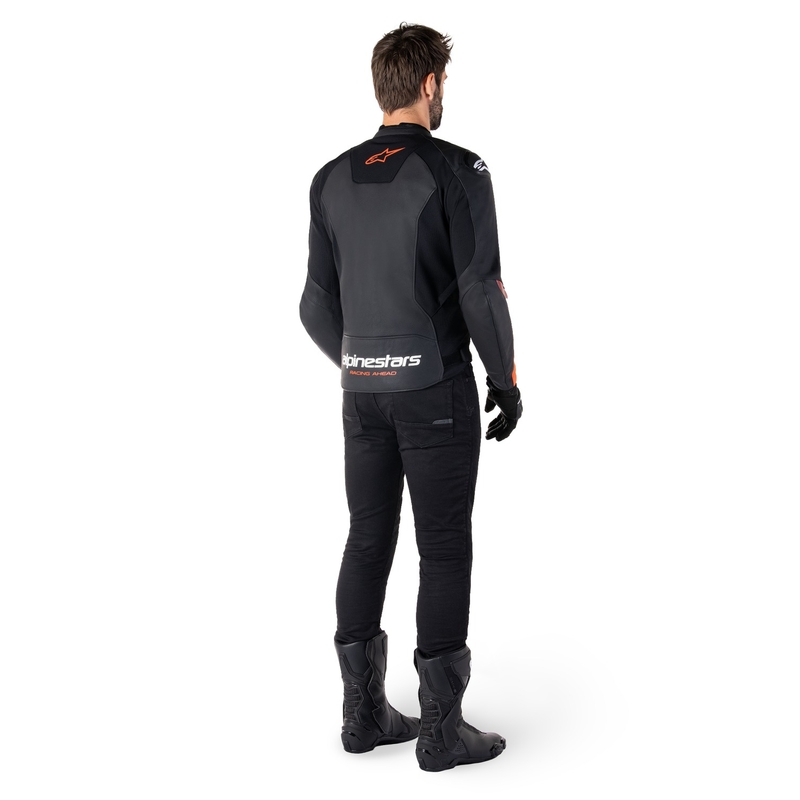 Alpinestars Faster 3 черно-флуо червено кожено яке за мотоциклет