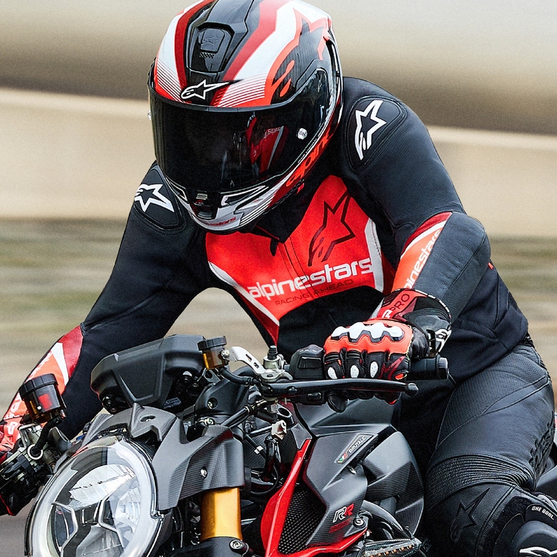 Alpinestars Faster 3 черно-флуо червено кожено яке за мотоциклет