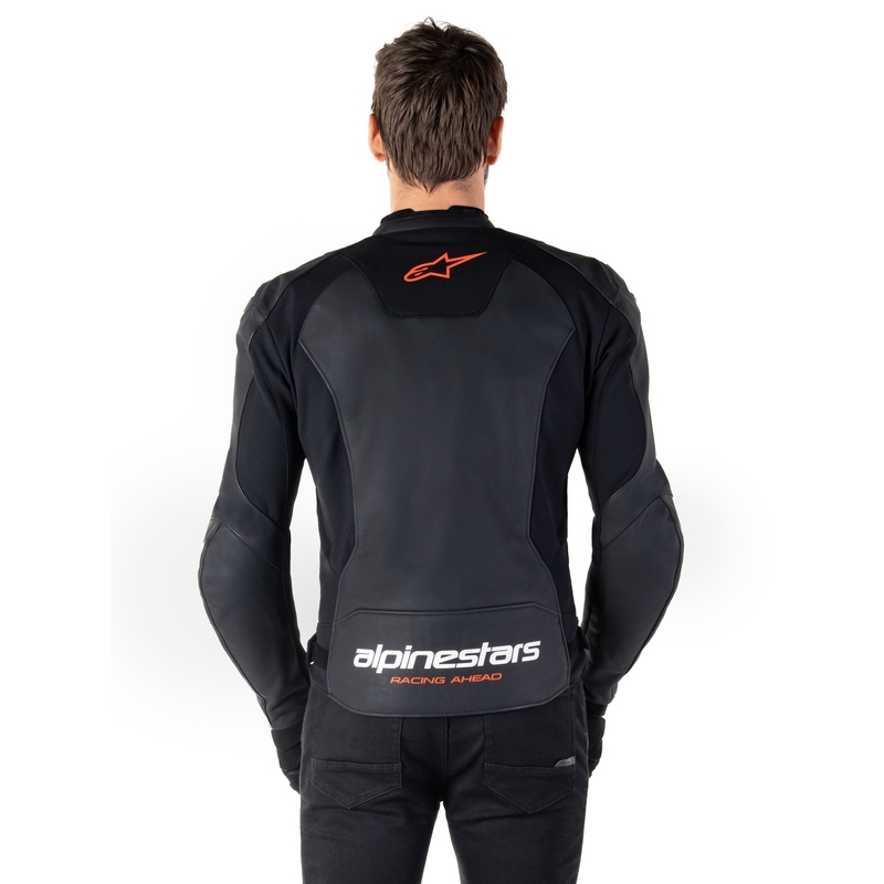 Alpinestars Faster 3 черно-флуо червено кожено яке за мотоциклет