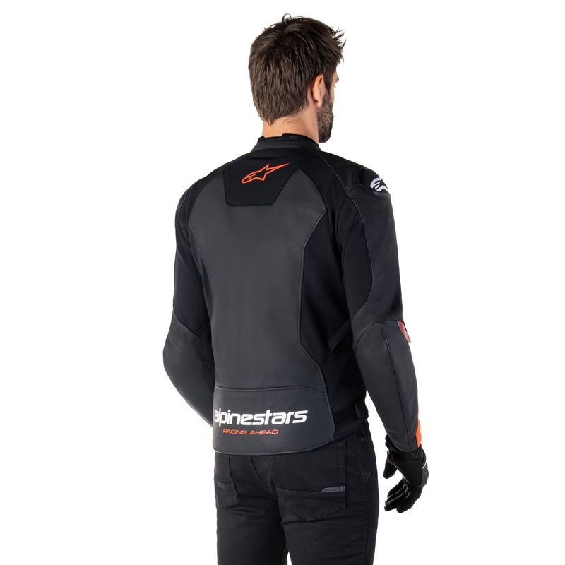 Alpinestars Faster 3 черно-флуо червено кожено яке за мотоциклет