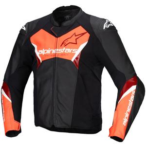 Alpinestars Faster 3 черно-флуо червено кожено яке за мотоциклет