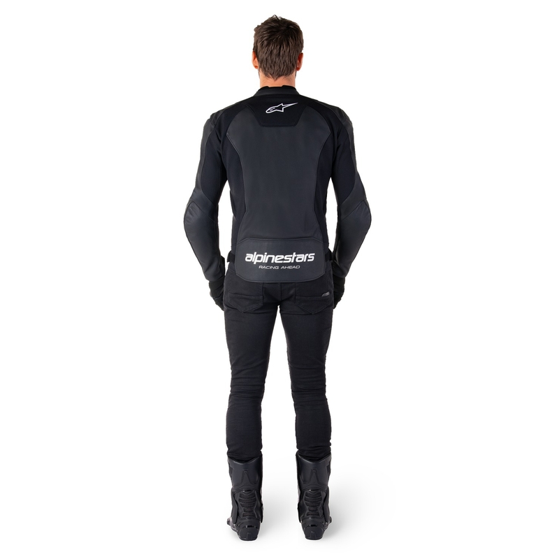 Alpinestars Faster 3 черно и бяло кожено яке за мотоциклет