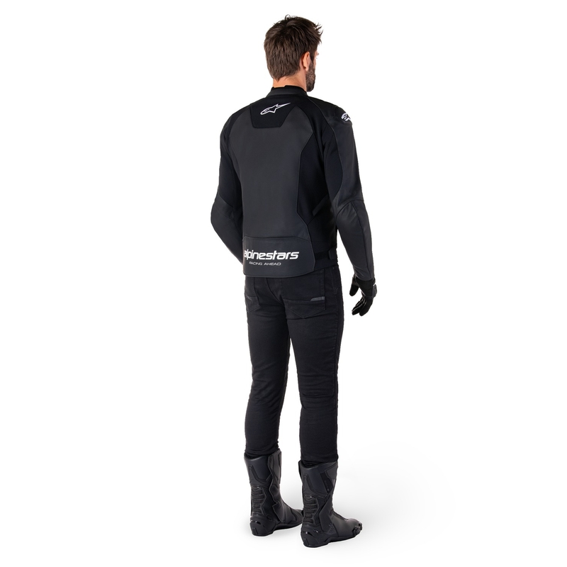 Alpinestars Faster 3 черно и бяло кожено яке за мотоциклет