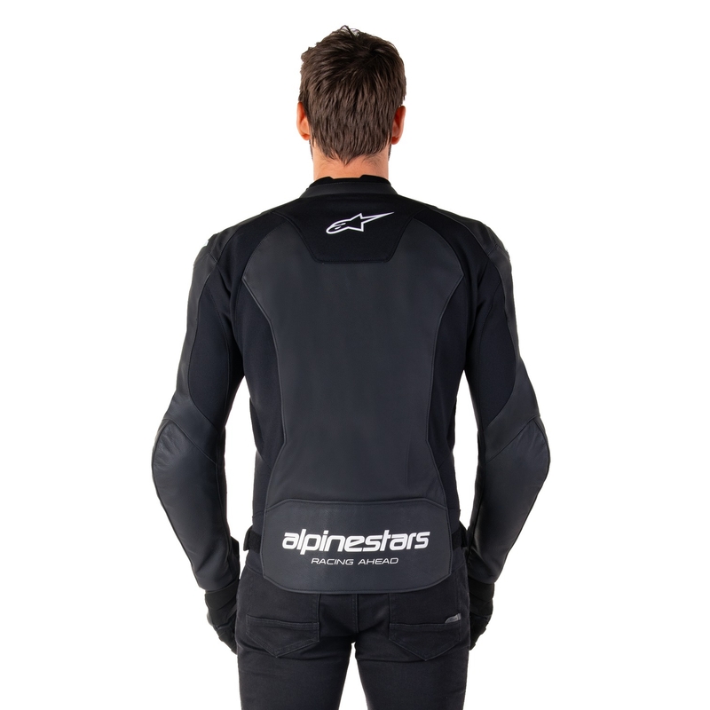 Alpinestars Faster 3 черно и бяло кожено яке за мотоциклет