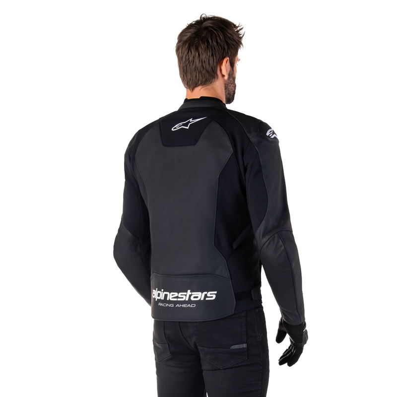 Alpinestars Faster 3 черно и бяло кожено яке за мотоциклет