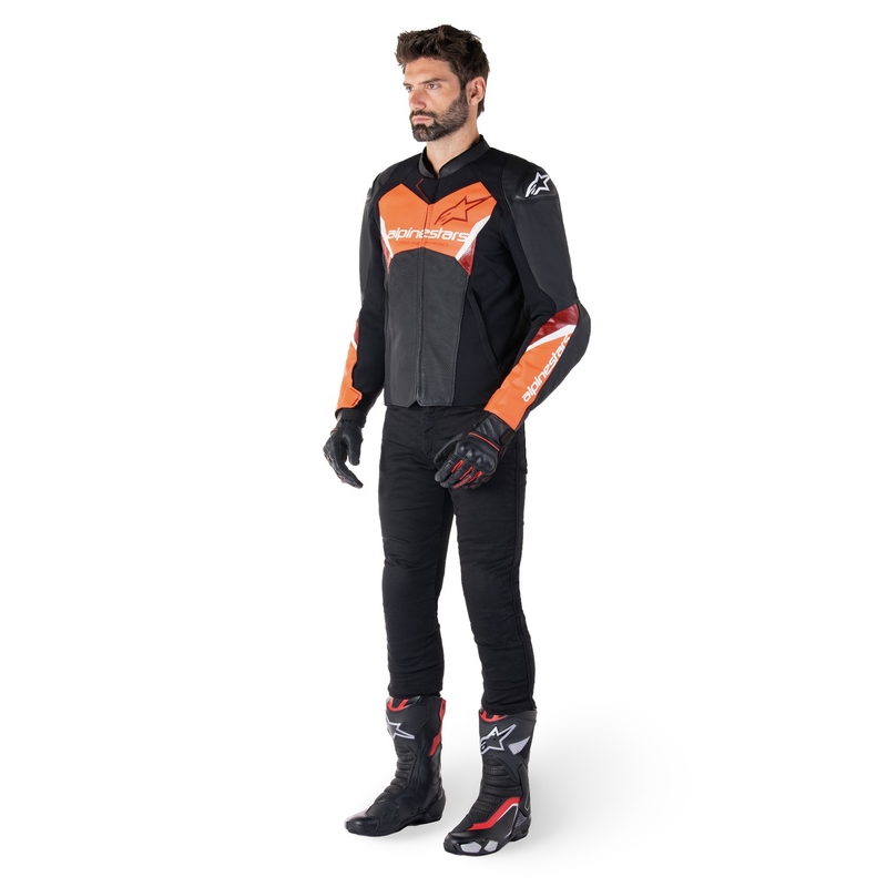 Alpinestars Faster 3 Airflow Black-Fluo Red Кожено мотоциклетно яке