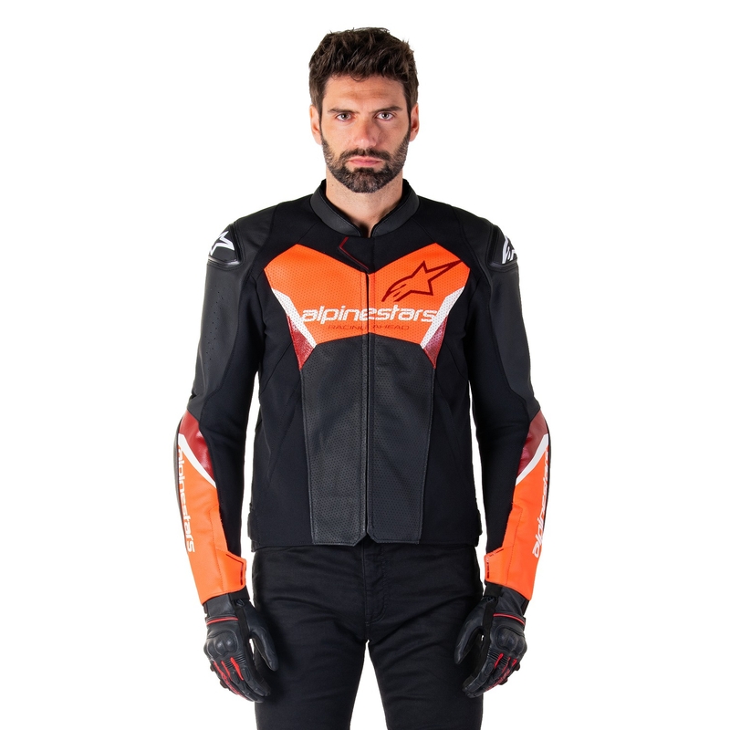 Alpinestars Faster 3 Airflow Black-Fluo Red Кожено мотоциклетно яке