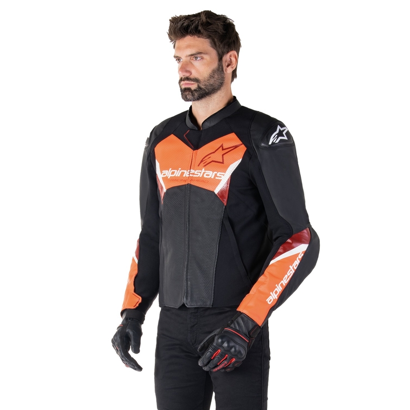 Alpinestars Faster 3 Airflow Black-Fluo Red Кожено мотоциклетно яке