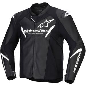 Alpinestars Faster 3 черно и бяло кожено яке за мотоциклет