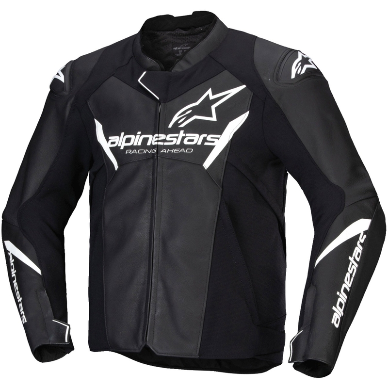 Alpinestars Faster 3 черно и бяло кожено яке за мотоциклет