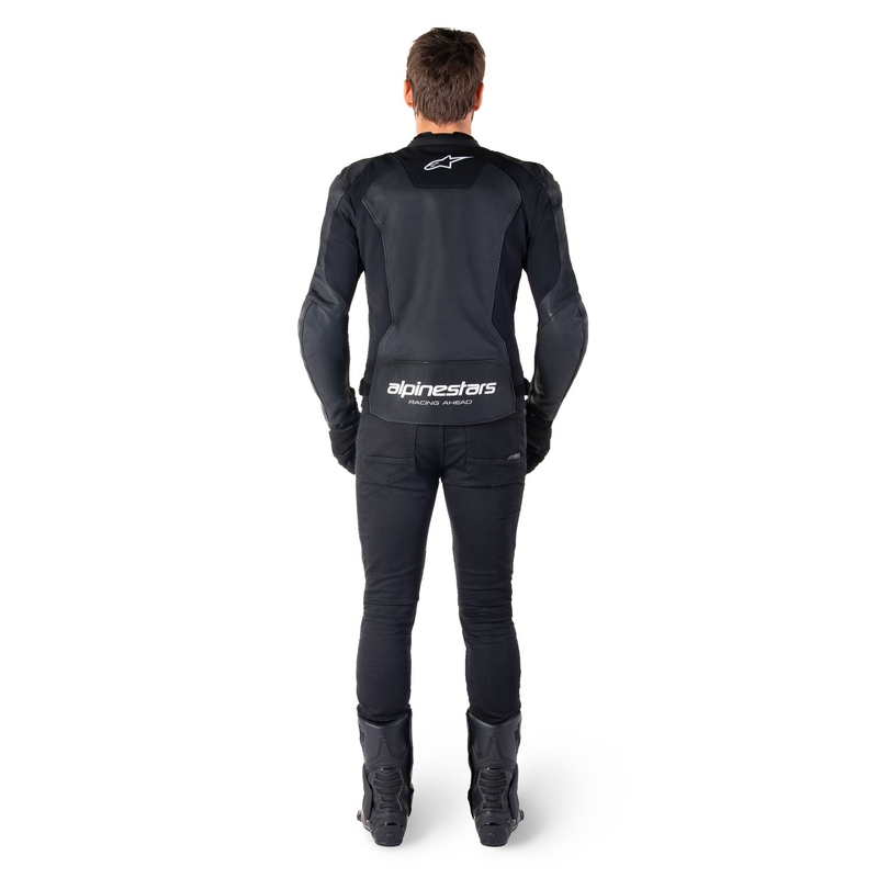 Alpinestars Faster 3 Airflow Черно и бяло кожено яке за мотоциклет