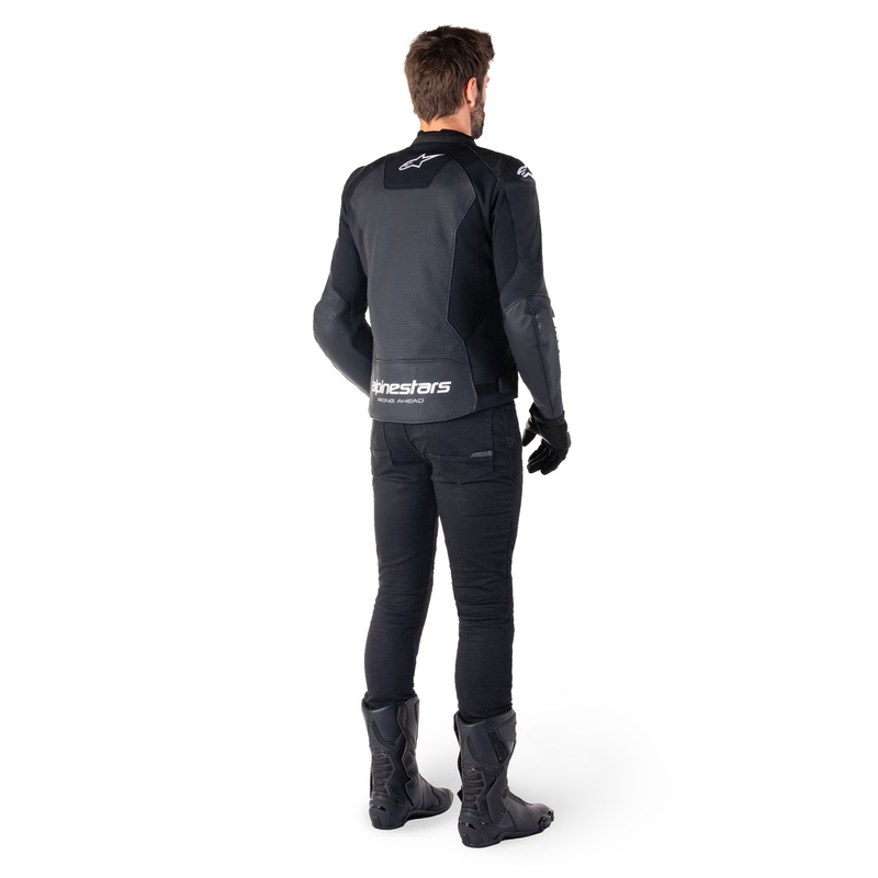 Alpinestars Faster 3 Airflow Черно и бяло кожено яке за мотоциклет