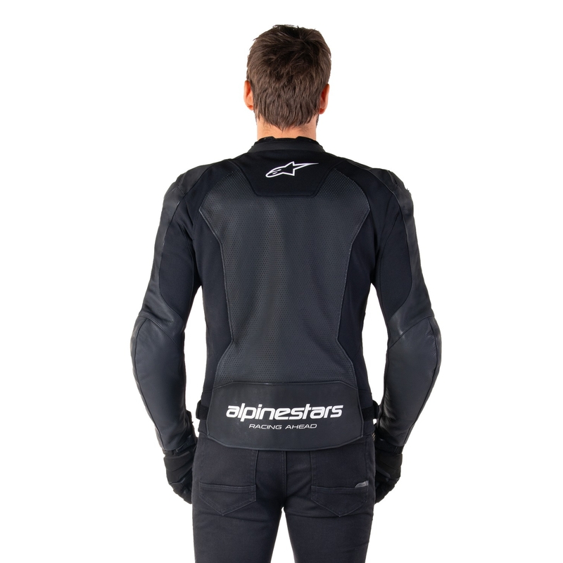 Alpinestars Faster 3 Airflow Черно и бяло кожено яке за мотоциклет