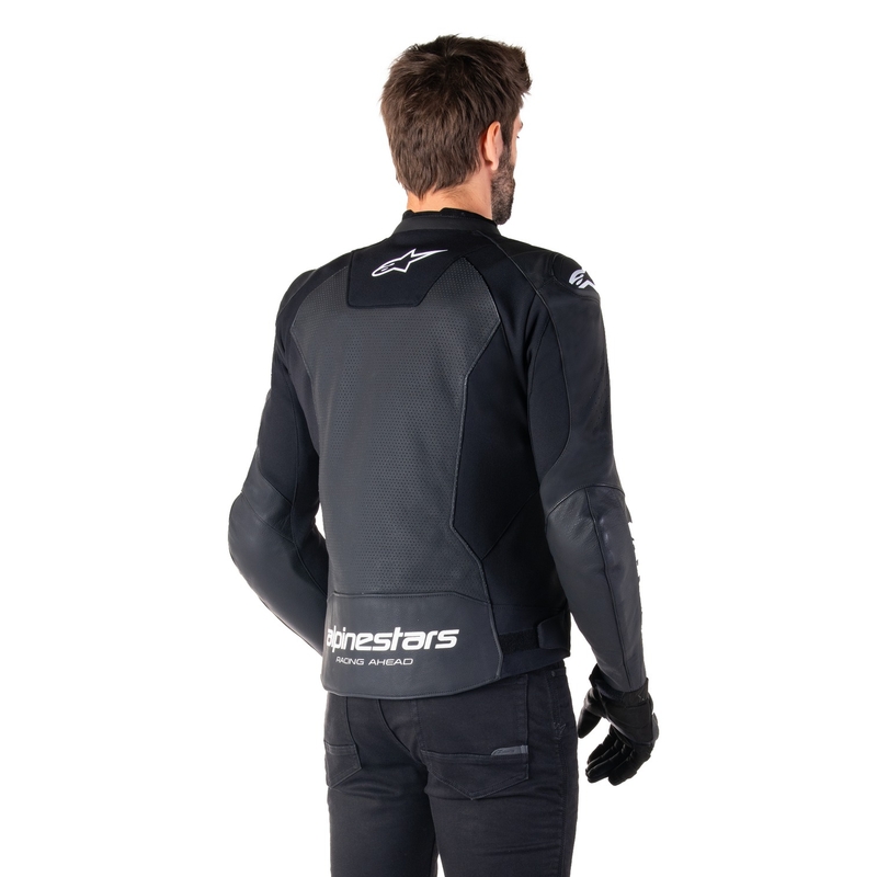 Alpinestars Faster 3 Airflow Черно и бяло кожено яке за мотоциклет