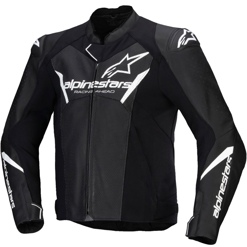 Alpinestars Faster 3 Airflow Черно и бяло кожено яке за мотоциклет