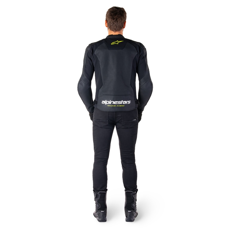 Alpinestars Faster 3 Airflow Black-White-Fluo Yellow Кожено мотоциклетно яке