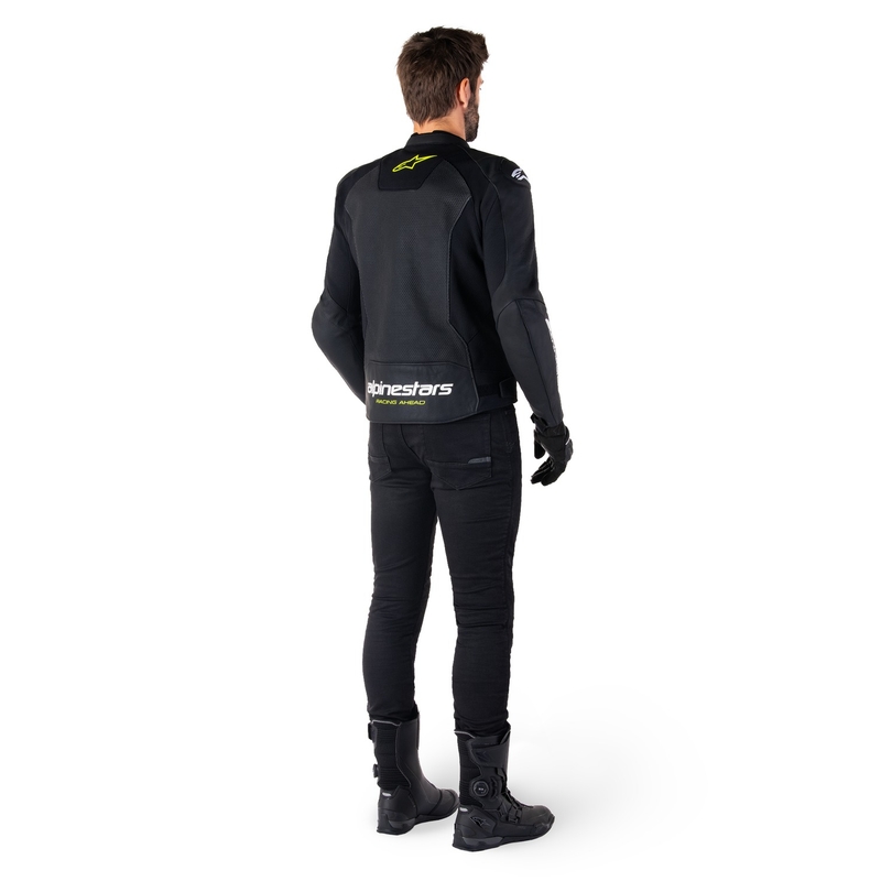 Alpinestars Faster 3 Airflow Black-White-Fluo Yellow Кожено мотоциклетно яке