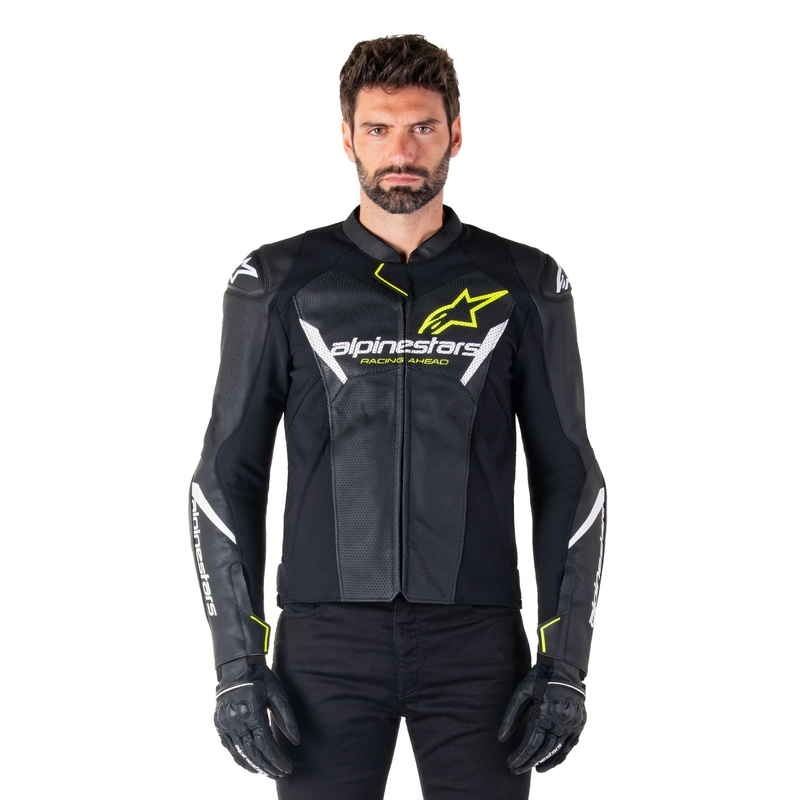 Alpinestars Faster 3 Airflow Black-White-Fluo Yellow Кожено мотоциклетно яке