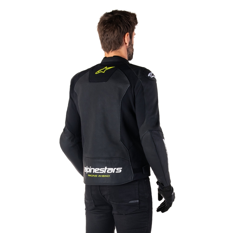 Alpinestars Faster 3 Airflow Black-White-Fluo Yellow Кожено мотоциклетно яке