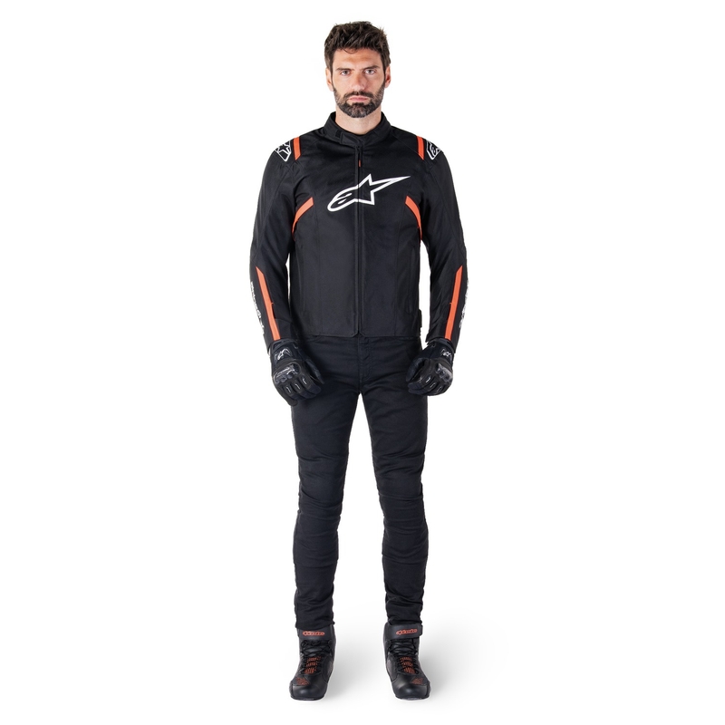 Alpinestars T-SPS 2 Водоустойчиво яке за мотоциклети в черно, бяло и флуоресцентно червено