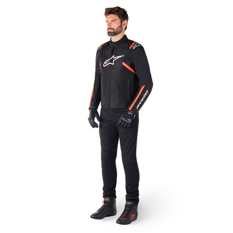 Alpinestars T-SPS 2 Водоустойчиво яке за мотоциклети в черно, бяло и флуоресцентно червено