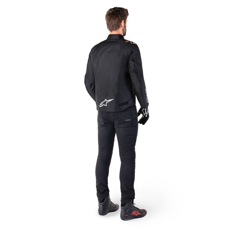Alpinestars T-SPS 2 Водоустойчиво яке за мотоциклети в черно, бяло и флуоресцентно червено