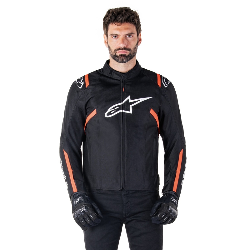 Alpinestars T-SPS 2 Водоустойчиво яке за мотоциклети в черно, бяло и флуоресцентно червено