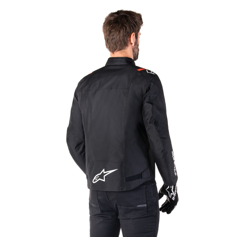 Alpinestars T-SPS 2 Водоустойчиво яке за мотоциклети в черно, бяло и флуоресцентно червено