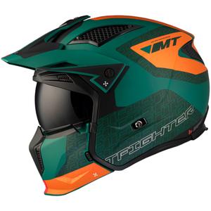Отворена каска с маска MT Streetfighter SV Totem C6 черно-оранжево-зелена разпродажба