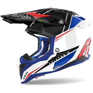 Мотокрос каска Airoh Aviator 3.0 Push синьо-червена