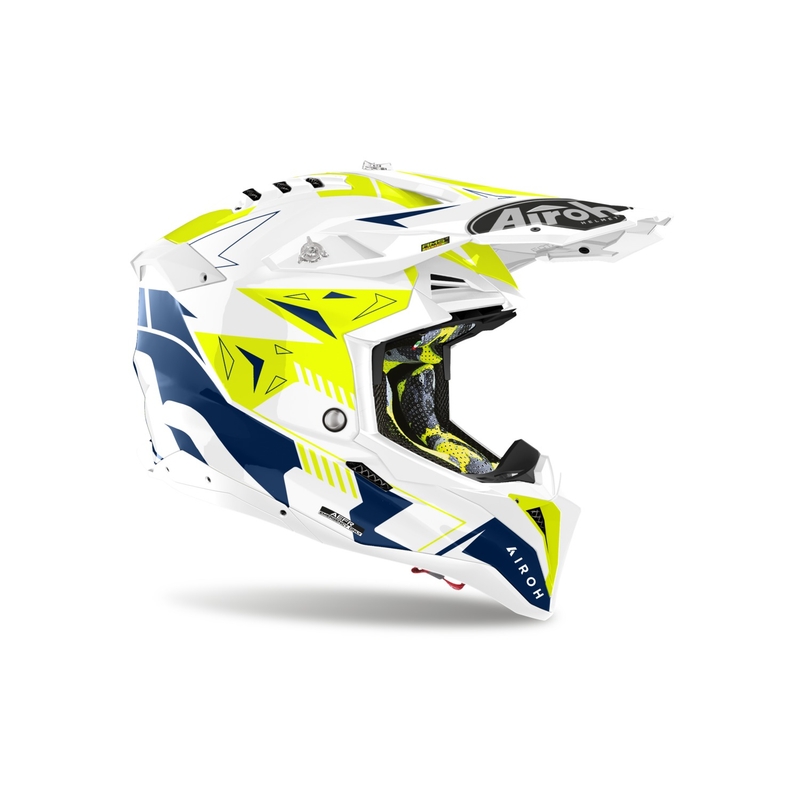 Мотокрос каска Airoh Aviator 3 Spin жълто-синя
