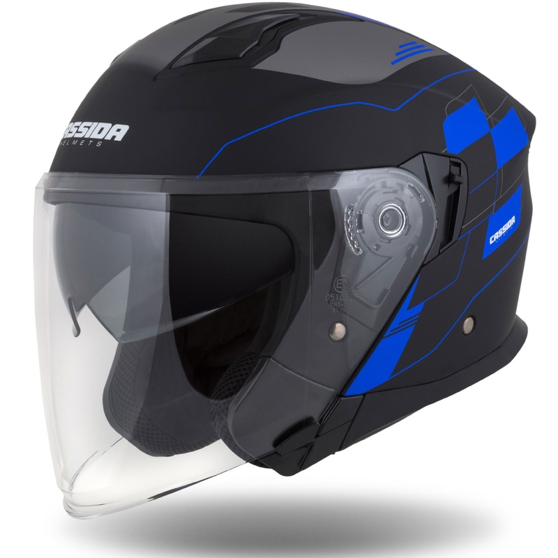 Cassida Jet Tech Roxor Black-Grey-Blue Matte Open мотоциклетна каска