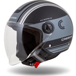 Cassida Handy Metropolis Safety Open мотоциклетна каска Black-Reflective Grey