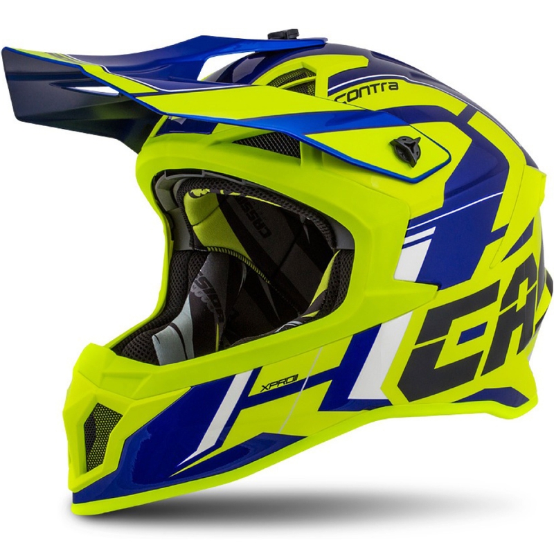 Мотокрос каска Cassida Cross Pro II Contra fluo жълто-синьо-бяло