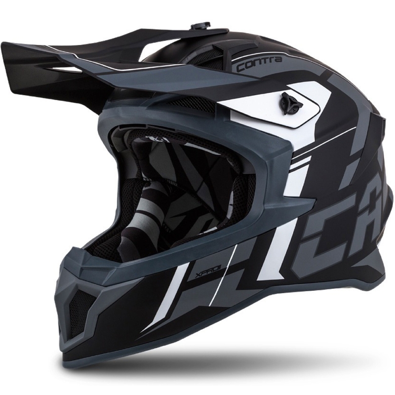 Каска за мотокрос Cassida Cross Pro II Contra черно-сиво-бяла