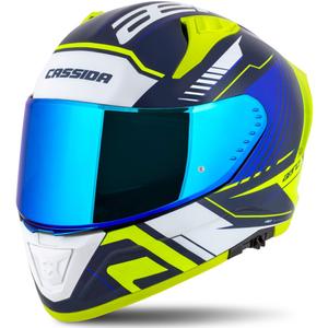 Cassida Aero Drome синьо-флуо жълто-светло синьо-бяло интегрална мотоциклетна каска