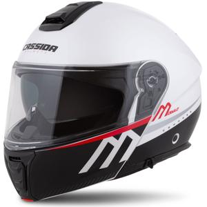Каска за мотоциклет Cassida Modulo 2.1 Compass flip-up перлено бяла-черна-червена-сребърна
